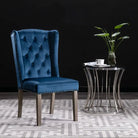 Eetkamerstoelen van massief rubberwood met zacht fluwelen bekleding - Blauw / 1 - Eetkamerstoelen