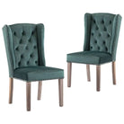 Eetkamerstoelen van massief rubberwood met zacht fluwelen bekleding - Donkergroen / 2 - Eetkamerstoelen