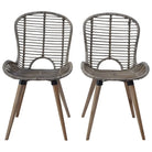 Eetkamerstoelen van natuurlijk rattan met houten poten levering bevat - Eetkamerstoelen