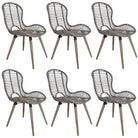 Eetkamerstoelen van natuurlijk rattan met houten poten levering bevat - Bruin / 6 - Eetkamerstoelen