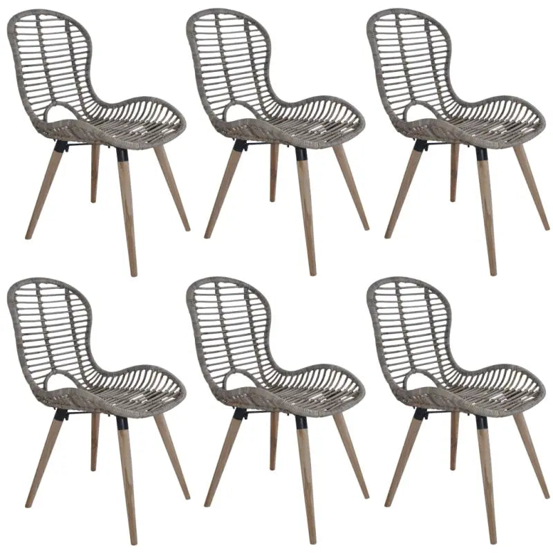 Eetkamerstoelen van natuurlijk rattan met houten poten levering bevat - Bruin / 6 - Eetkamerstoelen