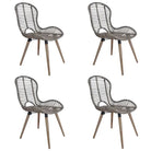 Eetkamerstoelen van natuurlijk rattan met houten poten levering bevat - Bruin / 4 - Eetkamerstoelen