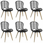 Eetkamerstoelen van natuurlijk rattan met houten poten levering bevat - Zwart / 6 - Eetkamerstoelen