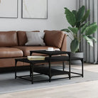Eetkamertafel van bewerkt hout met elegante en duurzame afwerking - Zwart / 1 - Salontafels