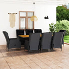 Eetset in poly rattan met comfortabele afmetingen stoelen voor buiten - Tuinsets