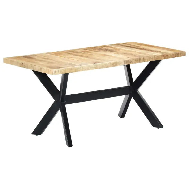 Eettafel met massief mangohout en stalen poten in moderne stijl - Lichtbruin / 160 x 80 x 75 cm / 1 - Eettafels