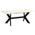Eettafel met massief mangohout en stalen poten in moderne stijl - Wit / 180 x 90 x 75 cm / 1 - Eettafels