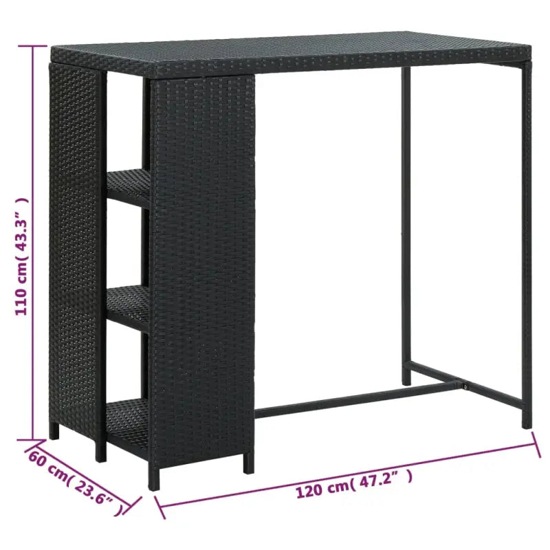 Eettafel met opbergrek van PE-rattan en stalen frame - Eettafels