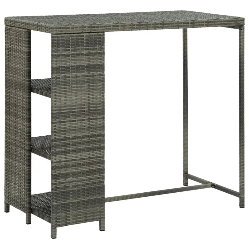 Eettafel met opbergrek van PE-rattan en stalen frame - Grijs / 1 - Eettafels