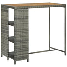 Eettafel met opbergrek van PE-rattan en stalen frame - Grijs en bruin / 1 - Eettafels