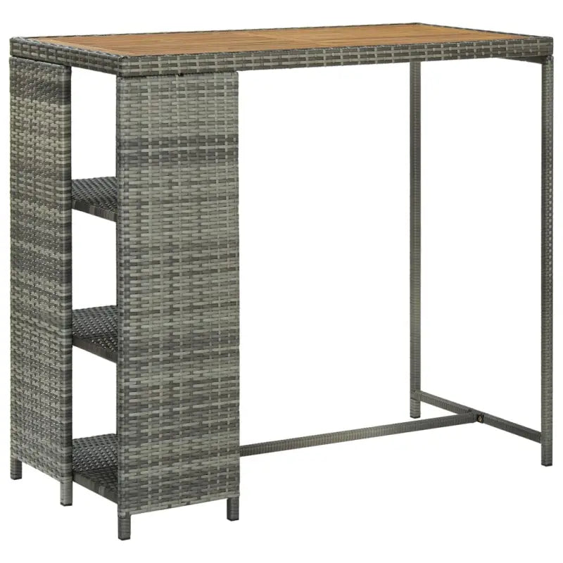 Eettafel met opbergrek van PE-rattan en stalen frame - Grijs en bruin / 1 - Eettafels