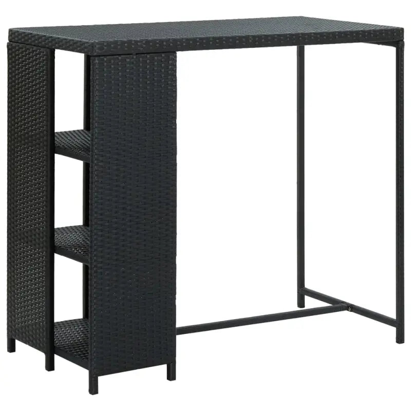 Eettafel met opbergrek van PE-rattan en stalen frame - Zwart / 1 - Eettafels
