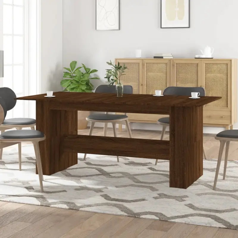 Eettafel van bewerkt hout in grijs Sonoma voor eenvoudig schoon en stijl - bruin eikenkleur / 1 - Eettafels