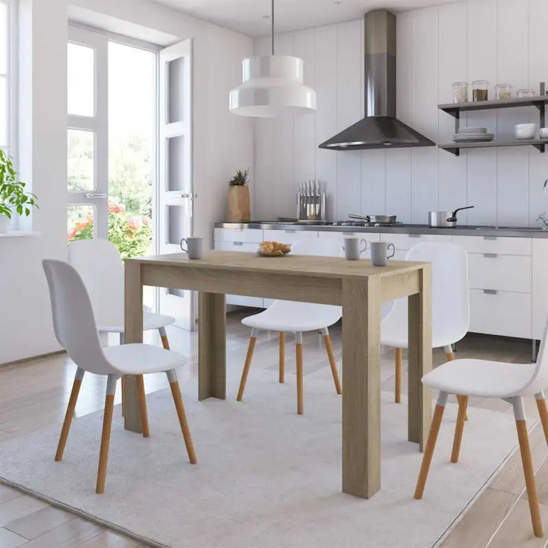 Eettafel van bewerkt hout met eenvoudig ontwerp en vochtige doek onderhouden - Sonoma eiken / 1 - Eettafels