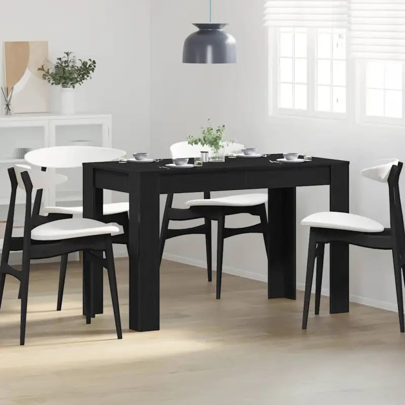 Eettafel van bewerkt hout met eenvoudig ontwerp en vochtige doek onderhouden - Zwart eiken / 1 - Eettafels
