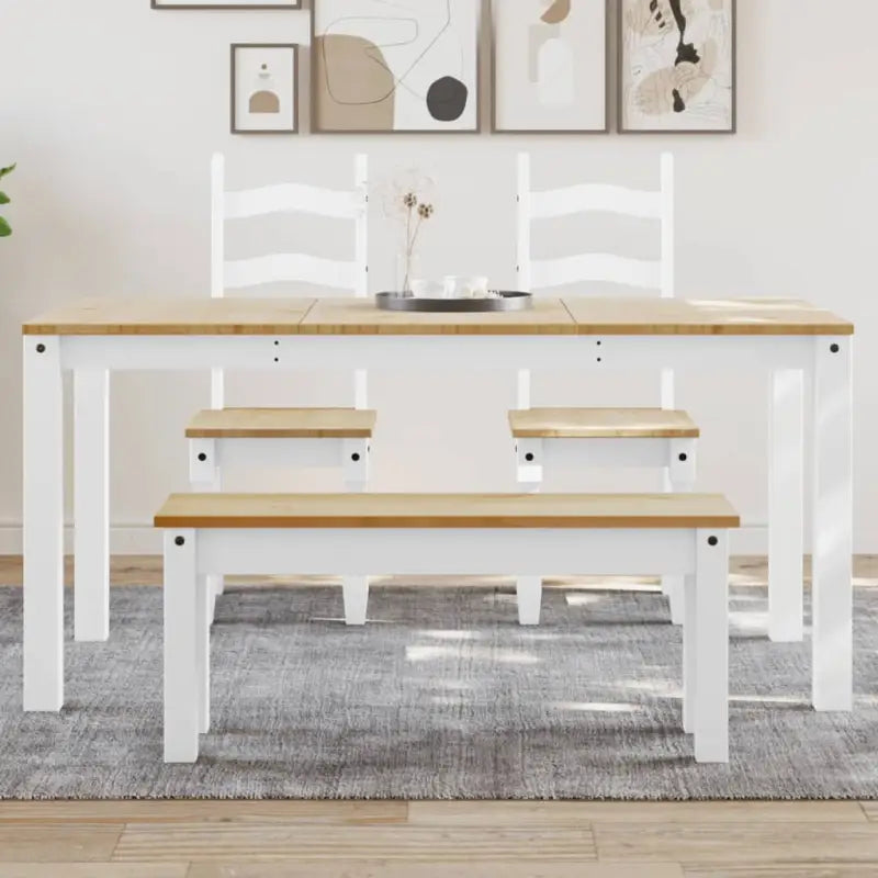 Eettafel van massief grenenhout eenvoudig schoon en minimalistisch - 1 / Wit / 160 cm - Eettafels