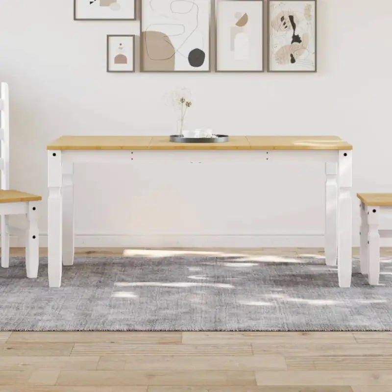 Eettafel van massief grenenhout eenvoudig schoon en stijlvolle uitstraling - 1 / Wit / 160 cm - Eettafels