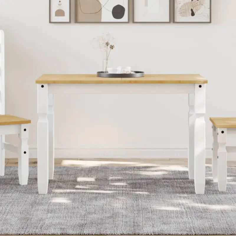 Eettafel van massief grenenhout eenvoudig schoon en stijlvolle uitstraling - 1 / Wit / 117 cm - Eettafels