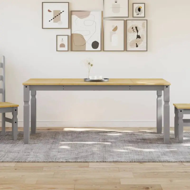 Eettafel van massief grenenhout eenvoudig schoon en stijlvolle uitstraling - 1 / Grijs / 180 cm - Eettafels