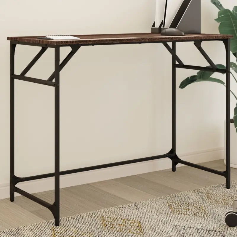 Elegant bureau met stevig tafelblad in grijs sonoma en gepoedercoat staal - bruin eikenkleur - Bureaus