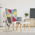 Elegant donker patchwork relaxstoel met modern ontwerp - Grijs / 1 / Met voetensteun - Fauteuils & Relaxfauteuils