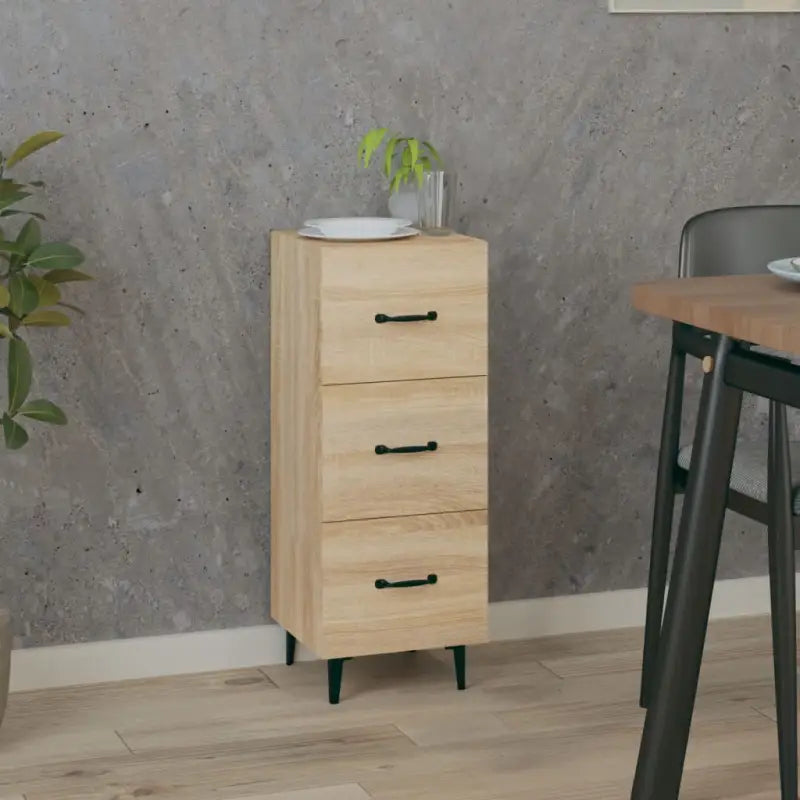 Elegant dressoir van bewerkt hout voor een stijlvolle en praktische woonkamer - Sonoma eiken / 1 - Dressoirs &