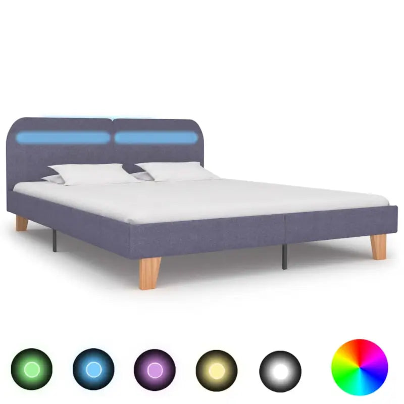Elegant klassiek bedframe met kleurrijke LED-verlichting - Lichtgrijs / 160 x 200 cm - Bedden & bedframes