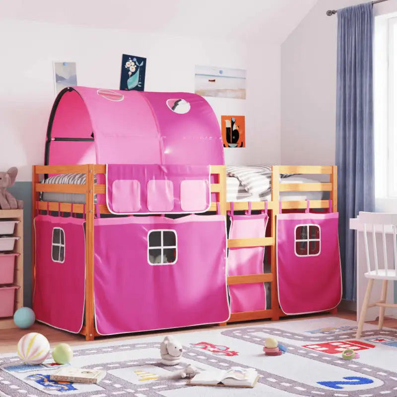 Elegant metalen stapelbed van massief grenenhout voor kleine kamers - bruin en roze / 90 x 200 cm - Bedden & bedframes