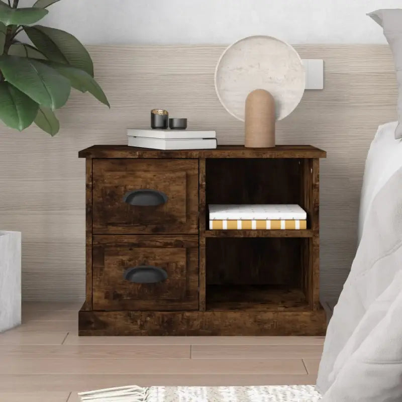 Elegant Nachtkastje van Behandeld Hout voor Tijdloze Interieurstijl - Gerookt eiken / 1 - Nachtkastjes