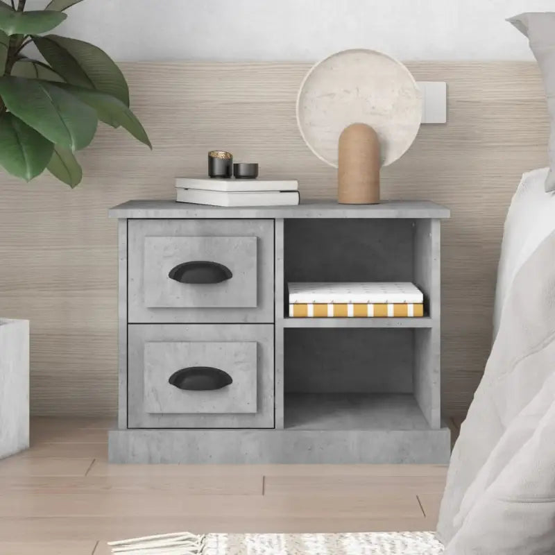 Elegant Nachtkastje van Behandeld Hout voor Tijdloze Interieurstijl - Betongrijs / 1 - Nachtkastjes