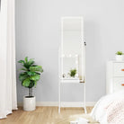 Elegant sieradenkast met LED-verlichting en bewerkt hout - Wit / 1 - Spiegels