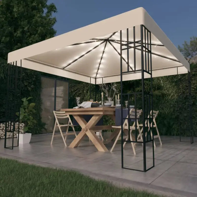 Elegant tuinpaviljoen met vierkante details voor schaduw en comfort - Crème / 3 x 3 m / 1 - Partytenten & prieëlen
