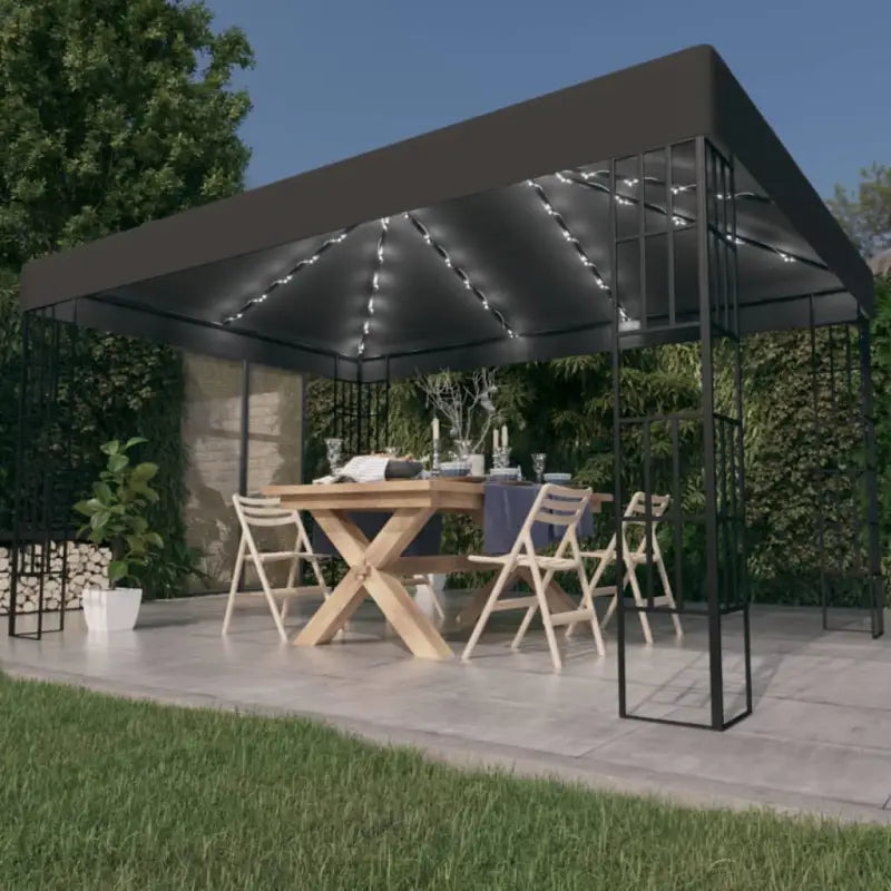 Elegant tuinpaviljoen met vierkante details voor schaduw en comfort - Antraciet / 3 x 4 m / 1 - Partytenten & prieëlen