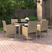Elegant tuinset met poly rattan en gehard glas voor terras ontspanning - Beige - Tuinsets