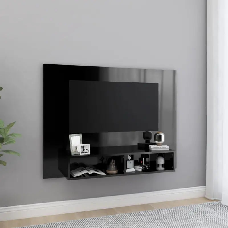 Elegant tv-meubel van bewerkt hout voor een stijlvol interieur - Hoogglans zwart / 1 / 120 cm - Tv-meubels