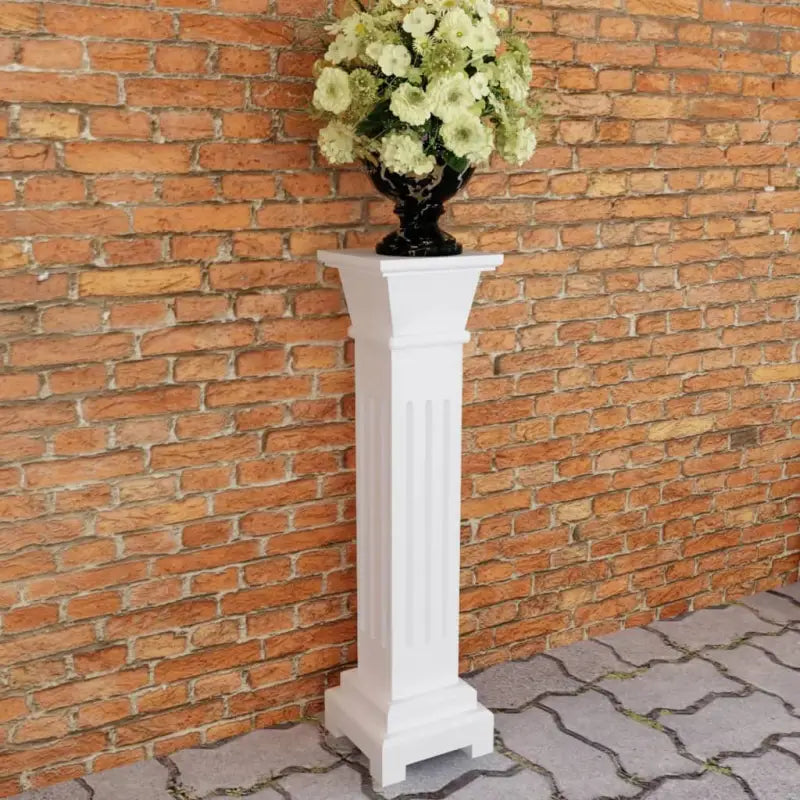 Elegante antiekwitte plantenstandaard met klassieke lijnen - Plantenstandaarden