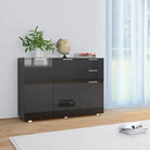 Elegante dressoir van bewerkt hout met hoogglans afwerking - Zwart / 1 - Dressoirs & buffetkasten