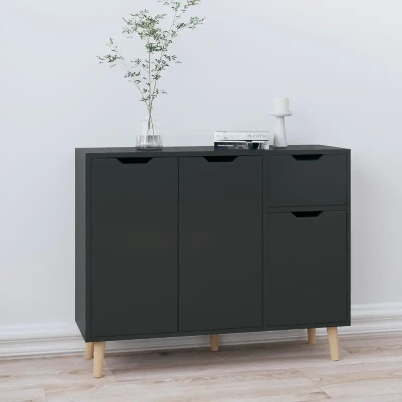 Elegante dressoirs van bewerkt hout met klassieke uitstraling - Hoogglans zwart / 1 - Dressoirs & buffetkasten