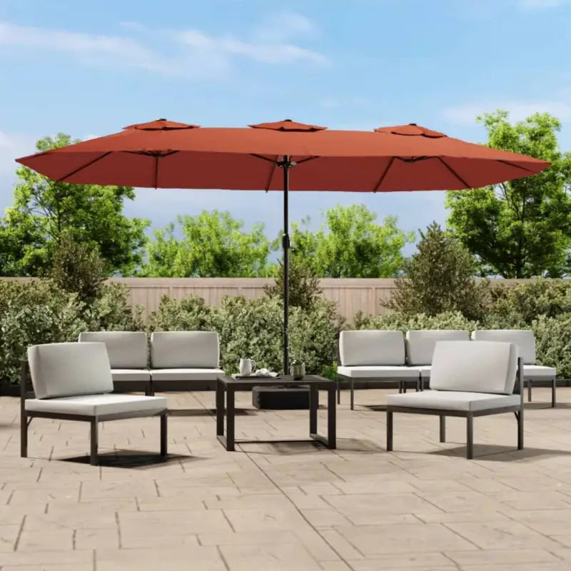 Elegante dubbele parasol voor schaduw en uv-bescherming - Terracotta / 1 - Parasols en zonneschermen