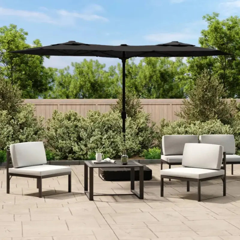 Elegante dubbele parasol voor schaduw en UV-bescherming - Zwart / 1 - Parasols en zonneschermen