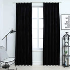 Elegante fluwelen gordijnen met metalen haken en snelle levering bevat - Zwart / 140 x 245 cm / 2 - Gordijnen & vitrages