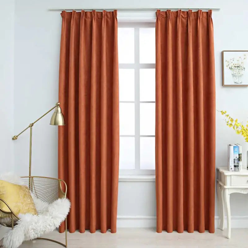 Elegante gordijnen met metalen haken inclusief levering voor woonkamer en slaapkamer - Roestbruin / 140 x 175 cm / 2