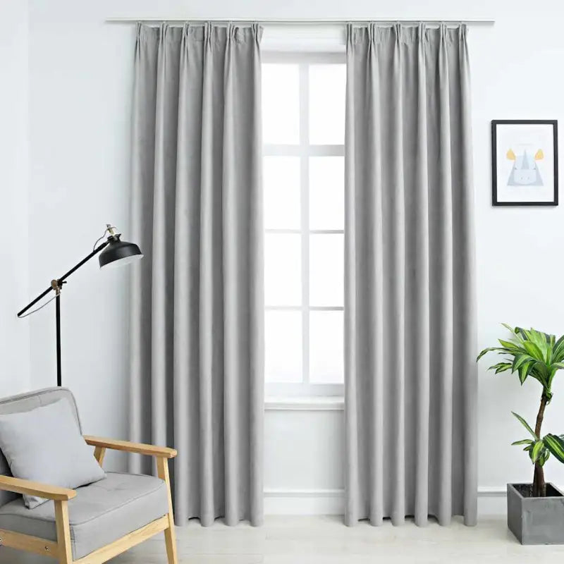 Elegante gordijnen met metalen haken inclusief levering voor woonkamer en slaapkamer - Grijs / 140 x 245 cm / 2