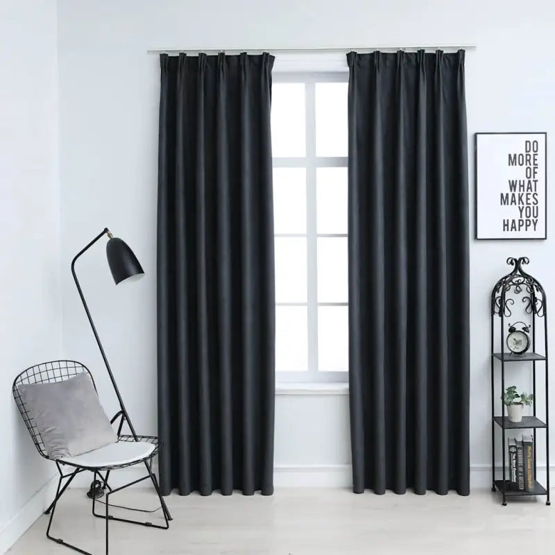 Elegante gordijnen met metalen haken inclusief levering voor woonkamer en slaapkamer - Antraciet / 140 x 245 cm / 2