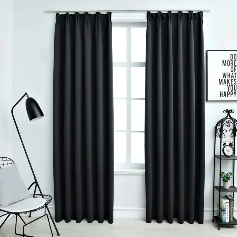 Elegante gordijnen met metalen haken inclusief levering voor privacy en stijl - Zwart / 140 x 245 cm / 1 - Gordijnen &