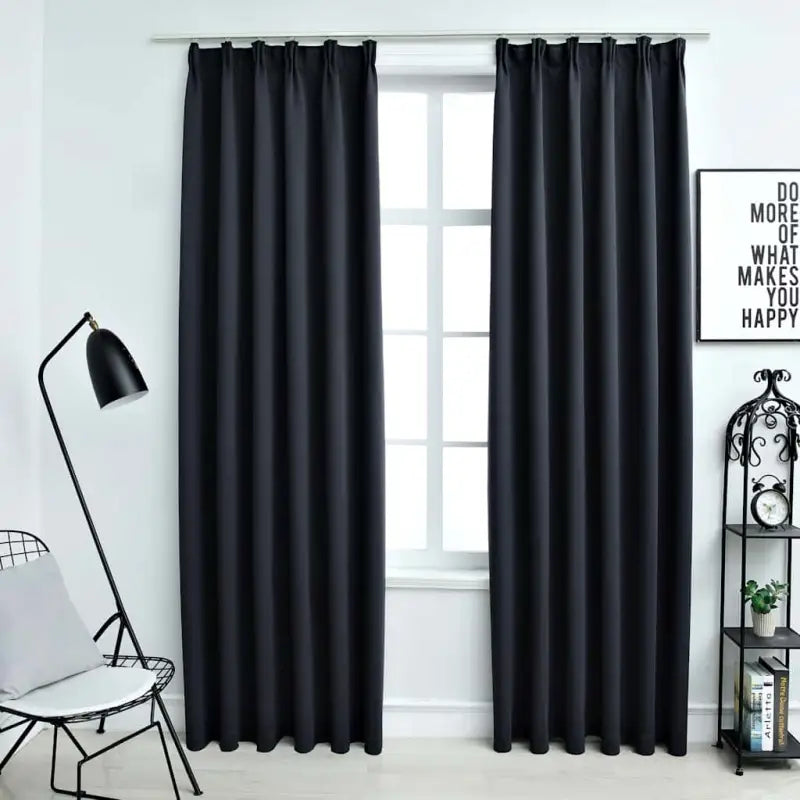 Elegante gordijnen met metalen haken inclusief levering voor privacy en stijl - Antraciet / 140 x 175 cm / 1