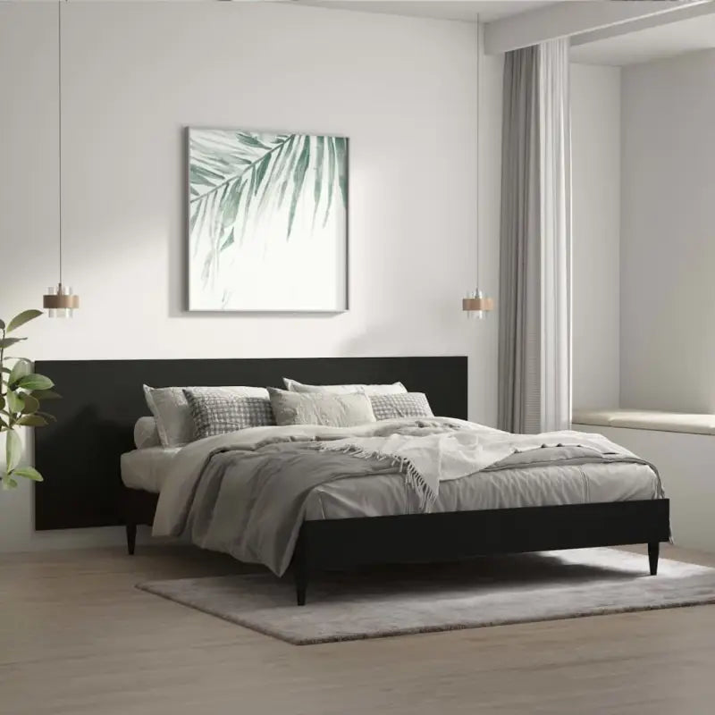 Elegante grijs sonoma hoofdborden van bewerkt hout voor elke slaapkamer - Zwart / 1 - Hoofdborden en voetborden