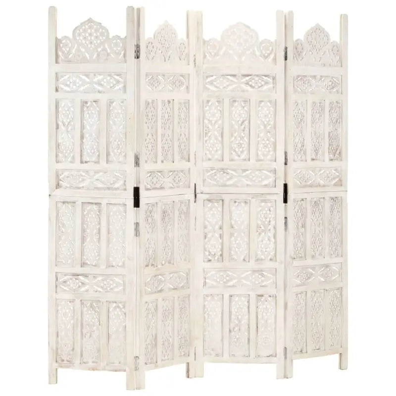 Elegante handgesneden kamerscherm voor een klassieke touch in huis - Wit / 4 - Kamerschermen
