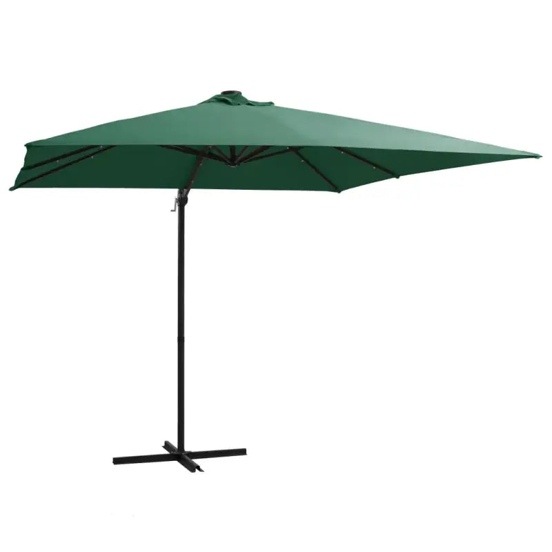Elegante hangende parasol met LED-verlichting en stalen paal voor zorg ervoor tijdens zware regenval - Groen / 250 x