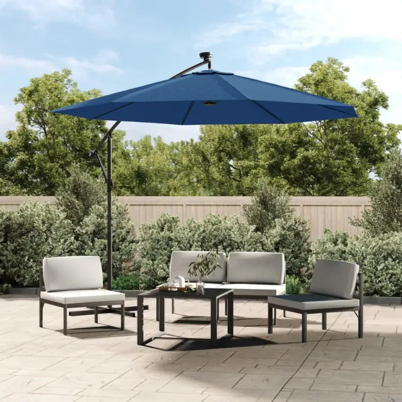 Elegante hangende parasol met LED-verlichting voor schaduw en UV-bescherming - Azuurblauw / 300 cm / 1 - Parasols